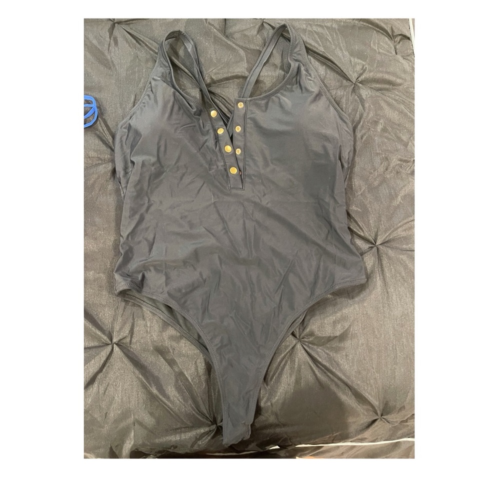 Black one piece bathing suit